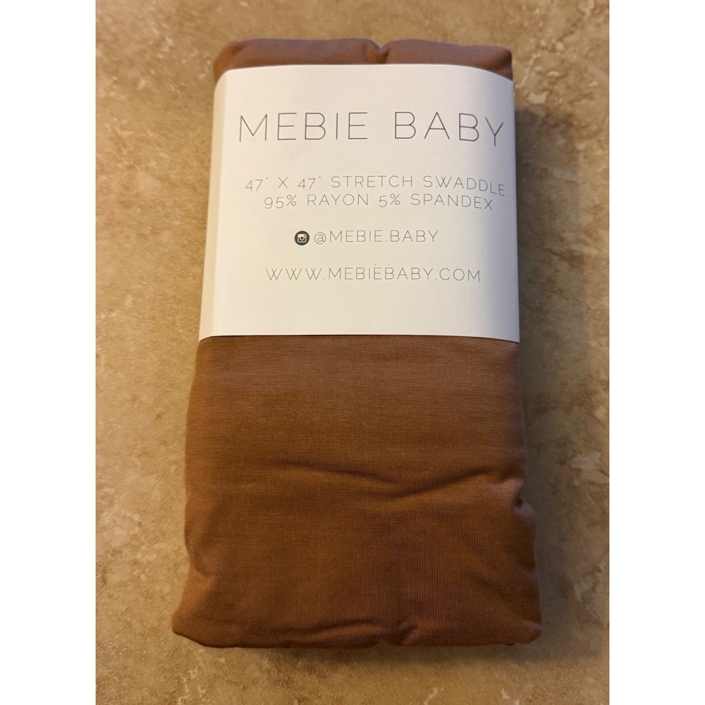 MEBIE BABY Stretch Swaddle 47in‎ X 47in Modern Neutral Blanket Mustard Brown